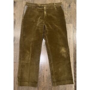 Vtg Orvis Men's Pants Brown Corduroy Leather Trim Size 39x30 Made in England